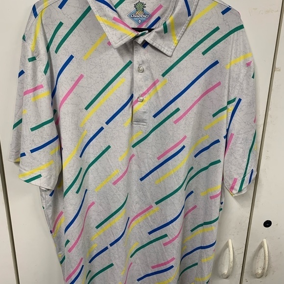 Chubbies Men's Performance Polo Golf Shirt Sz 2XL Stretch Multicolor Striped - Picture 1 of 9